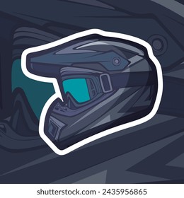 Motorcycle Helmet Vector Illustration, Helmet Motorcycle in a Concept Flat Illustration Design With Isolated Background. Vector illustration Helmet in flat style. vector Helmet Side View.