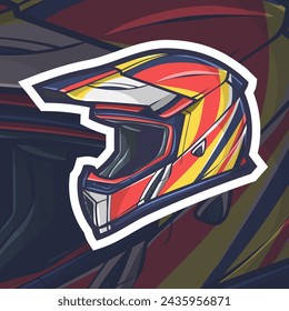 Motorcycle Helmet Vector Illustration, Helmet Motorcycle in a Concept Flat Illustration Design With Isolated Background. Vector illustration Helmet in flat style. vector Helmet Side View.