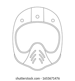 motorcycle helmet, vector illustration, lining draw ,  front view