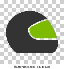 Motorcycle Helmet vector pictogram. Illustration style is flat iconic bicolor eco green and gray symbol on a transparent background.