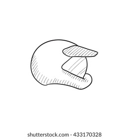 Icono de esbozo vectorial de casco de motocicleta aislado en el fondo. Icono del casco de motocicleta dibujado a mano. Icono de esbozo de casco de motocicleta para infografía, sitio web o aplicación.