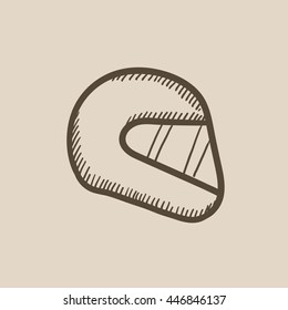 Motorcycle helmet vector sketch icon isolated on background. Hand drawn Motorcycle helmet icon. Motorcycle helmet sketch icon for infographic, website or app.