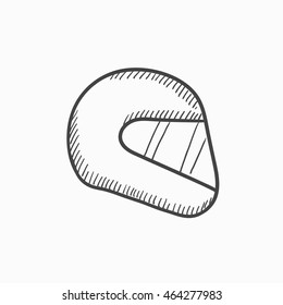Motorcycle helmet vector sketch icon isolated on background. Hand drawn Motorcycle helmet icon. Motorcycle helmet sketch icon for infographic, website or app.