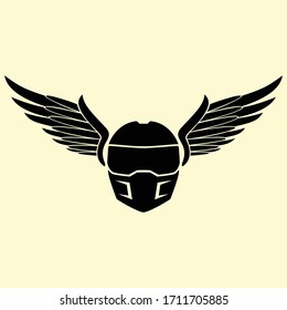 Motorcycle Helmet and Wings Vector