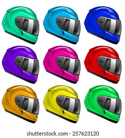 Motorcycle helmets multicolor