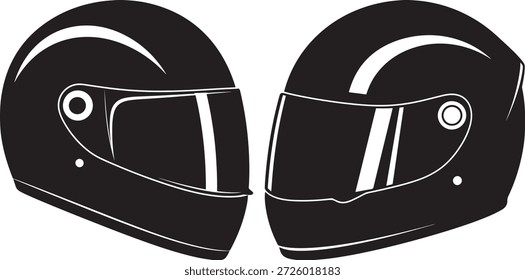 Motorcycle helmets. Racing helmets. Protective helmets with white background.