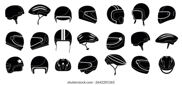 motorcycle helmets silhouette monochrome racing headgear equipment car motorbike bicycle driver head.

