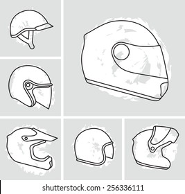 Motorcycle helmets vector set