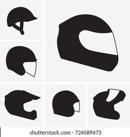 Motorcycle helmets vector silhouette