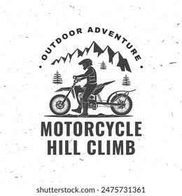 Motorcycle hill climb logo, badge, sticker. Vector illustration. Extreme sport with motorbike. The images are created without the use of any artificial intelligence software at any stage.