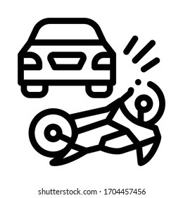 motorcycle hit by car icon vector. motorcycle hit by car sign. isolated contour symbol illustration