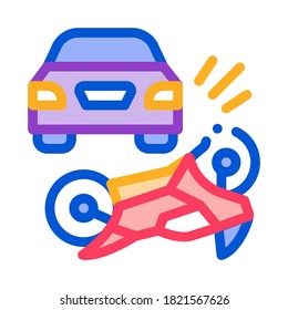 motorcycle hit by car icon vector. motorcycle hit by car sign. color symbol illustration