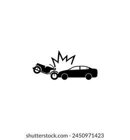 Motorcycle Hits Car. Crash flat vector icon. Simple solid symbol isolated on white background