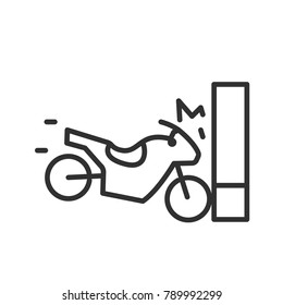 The motorcycle hits the wall. linear icon. Line with Editable stroke