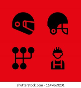 motorcycle icon. 4 motorcycle set with helmet and gear vector icons for web and mobile app