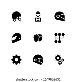 motorcycle icon. 9 motorcycle set with gear and helmet vector icons for web and mobile app