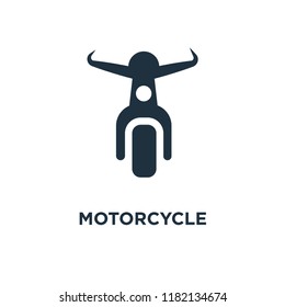 Motorcycle icon. Black filled vector illustration. Motorcycle symbol on white background. Can be used in web and mobile.