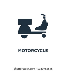 Motorcycle icon. Black filled vector illustration. Motorcycle symbol on white background. Can be used in web and mobile.