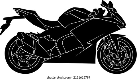 Icono de motocicleta, ilustración de la motocicleta vectorial negra