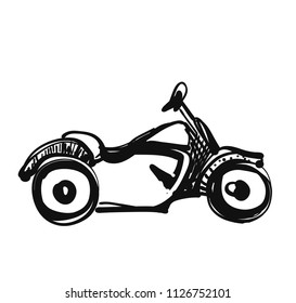Motorcycle icon in doodle sketch lines. Sport, speed, race. Cartoon