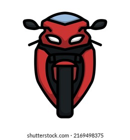 Motorcycle Icon. Editable Bold Outline With Color Fill Design. Vector Illustration.