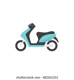 Motorcycle icon in flat color style. Scooter, automatic transmission 