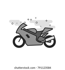 Motorcycle icon in flat outlined grayscale style. Vector illustration.