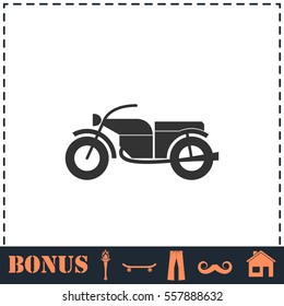 Motorcycle icon flat. Simple vector symbol and bonus icon