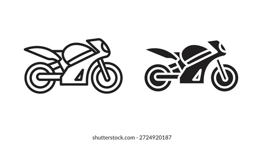 Motorrad Ikone flach und Schlaganfall Sammlung für ui ux Arbeit.