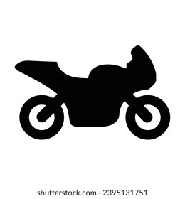 Motorcycle Icon Flat Style Vector Illustration. Motorbike Silhouette. Sportbike Vector Sign.