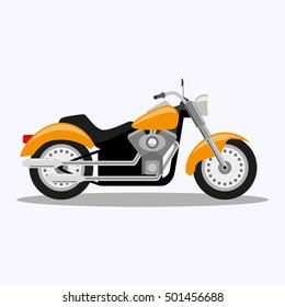 Motorcycle icon in flat style. Vector illustration of chopper motorcycle