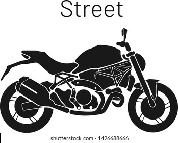 Motorcycle icon, flat vector illustration, street bike