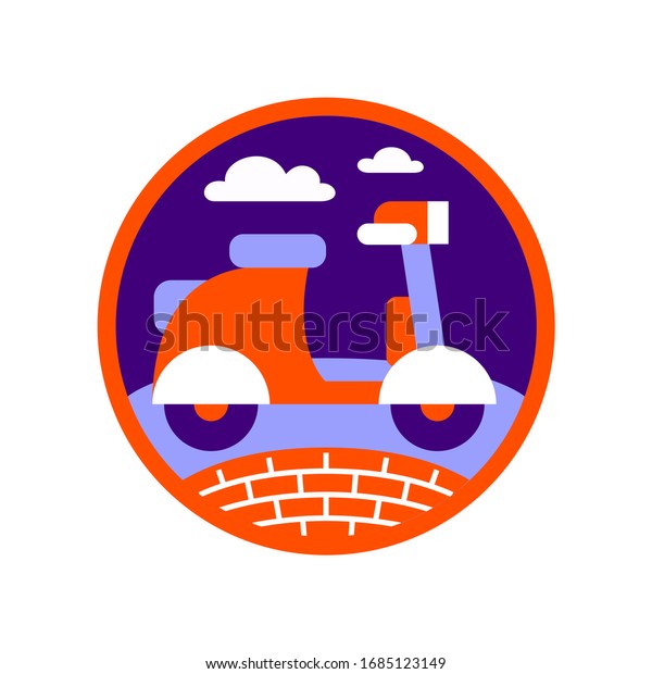 Motorcycle icon. Graphic element illustration\
on white\
background.