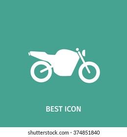 Motorcycle Icon Isolated on blue Background. Logo design element. Vector Silhouette.