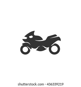 Motorcycle icon isolated on a white background. Logo silhouette design template. Simple symbol concept in flat style. Abstract sign, pictogram for web, mobile and infographics - stock vector