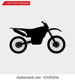 Motorcycle icon isolated on white. Vector illustration of motocross motorcycle