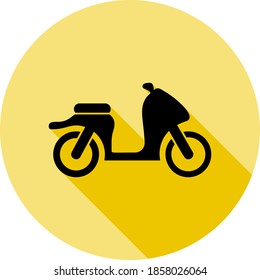 motorcycle icon in long shadow style