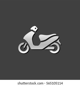 Motorcycle icon in metallic grey color style. Scooter automatic transmission