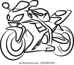 motorcycle icon, neat line hand-drawn style	
