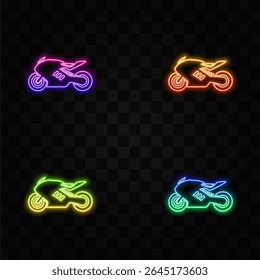 Motorcycle icon on grunge texture vector illustration. neon style..