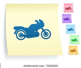 Ícone de motocicleta no Post It Nota Coleção de papel Ilustração original