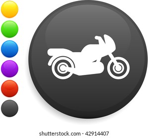 motorcycle icon on round internet button original vector illustration 6 color versions included