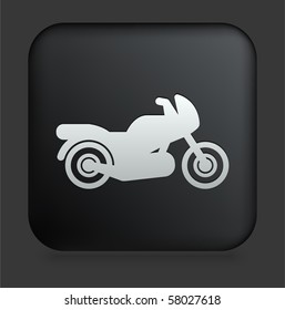 Motorcycle Icon on Square Black Internet Button Original Illustration