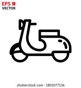 Motorcycle Icon, Outline Vector. Transportation Vehicles Concept. Eps 10 Vector Illustration.