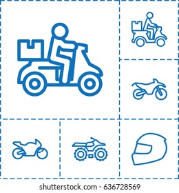 Motorcycle icon. set of 6 motorcycle outline icons such as helmet, motorbike