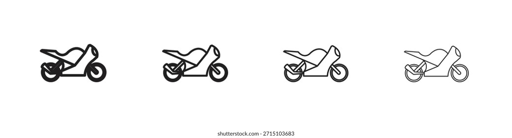 Conjunto de iconos de motocicleta. Una colección de simples iconos negros de trazos finos