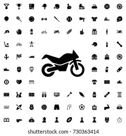 Motorcycle icon. set of filled sport icons.