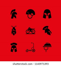 motorcycle icon set with helmet, motorbike and scooter vector icons for web and graphic design
