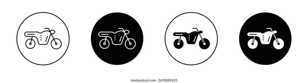 Motorcycle icon set. motorbike vector symbol. sport motor cycle sign in black filled and outlined style.