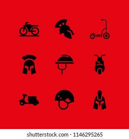 motorcycle icon set with scooter bike, helmet and motorbike vector icons for web and graphic design